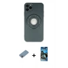 MARSİLYAN™- iPhone 12 Pro Max Kılıf Eksen Klasik Prime - Siyah 34D Izgaralı Cam + Shine Kamera Lens Koruma Cam - GI