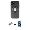 MARSİLYAN™- iPhone 12 Pro Max Kılıf Eksen Klasik Prime - Siyah 34D Izgaralı Cam + Shine Kamera Lens Koruma Cam - SABE