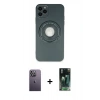 MARSİLYAN™- iPhone 12 Pro Max Kılıf Eksen Klasik Prime - Siyah 360 Mat Full Body Arka Koruyucu + Neon Fosforlu Kamera Lens - BZ