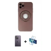 MARSİLYAN™- iPhone 12 Pro Max Kılıf Eksen Klasik Prime - Siyah 3D Antistatik Cam Ekran Koruyucu + Neon Fosforlu Kamera Lens - BZ