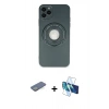 MARSİLYAN™- iPhone 12 Pro Max Kılıf Eksen Klasik Prime - Siyah 3D Antistatik Cam Ekran Koruyucu + Renkli Kamera Lens Koruma Cam - YL