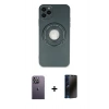 MARSİLYAN™- iPhone 12 Pro Max Kılıf Eksen Klasik Prime - Siyah 3D Antistatik Hayalet Cam Ekran Koruyucu + Neon Fosforlu Kamera Lens - BZ
