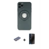 MARSİLYAN™- iPhone 12 Pro Max Kılıf Eksen Klasik Prime - Siyah 3D Antistatik Hayalet Cam Ekran Koruyucu + Renkli Kamera Lens Koruma Cam - PE