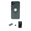 MARSİLYAN™- iPhone 12 Pro Max Kılıf Eksen Klasik Prime - Siyah 3D Antistatik Hayalet Cam Ekran Koruyucu + Renkli Kamera Lens Koruma Cam - YL