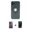 MARSİLYAN™- iPhone 12 Pro Max Kılıf Eksen Klasik Prime - Siyah 3D Antistatik Hayalet Cam Ekran Koruyucu + Neon Fosforlu Kamera Lens - SI
