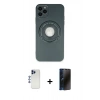 MARSİLYAN™- iPhone 12 Pro Max Kılıf Eksen Klasik Prime - Siyah 3D Antistatik Hayalet Cam Ekran Koruyucu + Shine Kamera Lens - LT