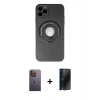 MARSİLYAN™- iPhone 12 Pro Max Kılıf Eksen Klasik Prime - Siyah 3D Antistatik Hayalet Cam Ekran Koruyucu + Neon Fosforlu Kamera Lens - SI