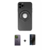 MARSİLYAN™- iPhone 12 Pro Max Kılıf Eksen Klasik Prime - Siyah 3D Antistatik Hayalet Cam Ekran Koruyucu + Neon Fosforlu Kamera Lens - YL