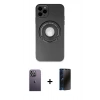 MARSİLYAN™- iPhone 12 Pro Max Kılıf Eksen Klasik Prime - Siyah 3D Antistatik Hayalet Cam Ekran Koruyucu + Neon Fosforlu Kamera Lens - BZ