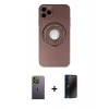 MARSİLYAN™- iPhone 12 Pro Max Kılıf Eksen Klasik Prime - Siyah 3D Antistatik Hayalet Cam Ekran Koruyucu + Neon Fosforlu Kamera Lens - YL