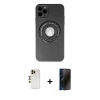 MARSİLYAN™- iPhone 12 Pro Max Kılıf Eksen Klasik Prime - Siyah 3D Antistatik Hayalet Cam Ekran Koruyucu + Gold Shine Kamera Lens