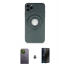 MARSİLYAN™- iPhone 12 Pro Max Kılıf Eksen Klasik Prime - Siyah 3D Antistatik Hayalet Cam Ekran Koruyucu + Neon Fosforlu Kamera Lens - YL