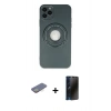 MARSİLYAN™- iPhone 12 Pro Max Kılıf Eksen Klasik Prime - Siyah 3D Antistatik Hayalet Cam Ekran Koruyucu + Renkli Kamera Lens Koruma Cam - SI