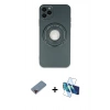 MARSİLYAN™- iPhone 12 Pro Max Kılıf Eksen Klasik Prime - Siyah 3D Antistatik Seramik Nano Ekran Koruyucu + Metal Kamera Lens Koruma Cam - KI