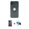 MARSİLYAN™- iPhone 12 Pro Max Kılıf Eksen Klasik Prime - Siyah 3D Antistatik Seramik Nano Ekran Koruyucu + Mavi Neon Fosforlu Kamera Lens