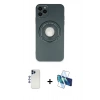 MARSİLYAN™- iPhone 12 Pro Max Kılıf Eksen Klasik Prime - Siyah 3D Antistatik Seramik Nano Ekran Koruyucu + Shine Kamera Lens - LT