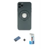 MARSİLYAN™- iPhone 12 Pro Max Kılıf Eksen Klasik Prime - Siyah 5D Eko Cam Ekran Koruyucu + Shine Kamera Lens Koruma Cam - GD