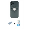 MARSİLYAN™- iPhone 12 Pro Max Kılıf Eksen Klasik Prime - Siyah 5D Eko Cam Ekran Koruyucu + Shine Kamera Lens Koruma Cam - MI