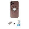MARSİLYAN™- iPhone 12 Pro Max Kılıf Eksen Klasik Prime - Siyah 5D Eko Cam Ekran Koruyucu + Shine Kamera Lens Koruma Cam - SABE