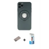 MARSİLYAN™- iPhone 12 Pro Max Kılıf Eksen Klasik Prime - Siyah 5D Eko Cam Ekran Koruyucu + Shine Kamera Lens Koruma Cam - SABE