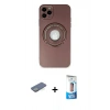 MARSİLYAN™- iPhone 12 Pro Max Kılıf Eksen Klasik Prime - Siyah 5D Eko Cam Ekran Koruyucu + Renkli Kamera Lens Koruma Cam - YL