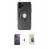 MARSİLYAN™- iPhone 12 Pro Max Kılıf Eksen Klasik Prime - Siyah 6D Mat Seramik Hayalet Nano Ekran Koruyucu + Neon Fosforlu Kamera Lens - BZ
