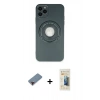 MARSİLYAN™- iPhone 12 Pro Max Kılıf Eksen Klasik Prime - Siyah 6D Mat Seramik Hayalet Nano Ekran Koruyucu + Metal Kamera Lens Koruma Cam - KI
