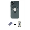 MARSİLYAN™- iPhone 12 Pro Max Kılıf Eksen Klasik Prime - Siyah Bilvis Hayalet Cam Ekran Koruyucu + Metal Kamera Lens Koruma Cam - GD