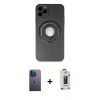MARSİLYAN™- iPhone 12 Pro Max Kılıf Eksen Klasik Prime - Siyah Bilvis Hayalet Cam Ekran Koruyucu + Neon Fosforlu Kamera Lens - MI