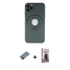 MARSİLYAN™- iPhone 12 Pro Max Kılıf Eksen Klasik Prime - Siyah Bilvis Hayalet Cam Ekran Koruyucu + Metal Kamera Lens Koruma Cam - KI