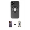 MARSİLYAN™- iPhone 12 Pro Max Kılıf Eksen Klasik Prime - Siyah Bilvis Hayalet Cam Ekran Koruyucu + Neon Fosforlu Kamera Lens - SI
