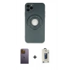MARSİLYAN™- iPhone 12 Pro Max Kılıf Eksen Klasik Prime - Siyah Bilvis Hayalet Cam Ekran Koruyucu + Neon Fosforlu Kamera Lens - SI