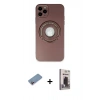 MARSİLYAN™- iPhone 12 Pro Max Kılıf Eksen Klasik Prime - Siyah Bilvis Hayalet Cam Ekran Koruyucu + Pembe Shine Kamera Lens Koruma Cam
