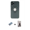 MARSİLYAN™- iPhone 12 Pro Max Kılıf Eksen Klasik Prime - Siyah Bilvis Hayalet Cam Ekran Koruyucu + Pembe Shine Kamera Lens Koruma Cam