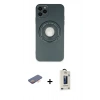 MARSİLYAN™- iPhone 12 Pro Max Kılıf Eksen Klasik Prime - Siyah Bilvis Hayalet Cam Ekran Koruyucu + Renkli Kamera Lens Koruma Cam - TU
