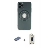 MARSİLYAN™- iPhone 12 Pro Max Kılıf Eksen Klasik Prime - Siyah Bilvis Hayalet Cam Ekran Koruyucu + Renkli Kamera Lens Koruma Cam - YL