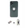 MARSİLYAN™- iPhone 12 Pro Max Kılıf Eksen Klasik Prime - Siyah Bilvis Hayalet Cam Ekran Koruyucu + Shine Kamera Lens Koruma Cam - SABE