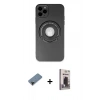 MARSİLYAN™- iPhone 12 Pro Max Kılıf Eksen Klasik Prime - Siyah Bilvis Hayalet Cam Ekran Koruyucu + Shine Kamera Lens Koruma Cam - SH