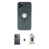 MARSİLYAN™- iPhone 12 Pro Max Kılıf Eksen Klasik Prime - Siyah Bilvis Hayalet Cam Ekran Koruyucu + Neon Fosforlu Kamera Lens - YL