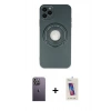 MARSİLYAN™- iPhone 12 Pro Max Kılıf Eksen Klasik Prime - Siyah Joko 5D Cam + Neon Fosforlu Kamera Lens - BZ