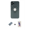 MARSİLYAN™- iPhone 12 Pro Max Kılıf Eksen Klasik Prime - Siyah Joko 5D Cam + Gümüş Metal Kamera Lens Koruma Cam
