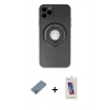 MARSİLYAN™- iPhone 12 Pro Max Kılıf Eksen Klasik Prime - Siyah Joko 5D Cam + Gümüş Metal Kamera Lens Koruma Cam