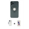 MARSİLYAN™- iPhone 12 Pro Max Kılıf Eksen Klasik Prime - Siyah Joko 5D Cam + Lacivert Shine Kamera Lens