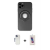 MARSİLYAN™- iPhone 12 Pro Max Kılıf Eksen Klasik Prime - Siyah Joko 5D Cam + Lacivert Shine Kamera Lens