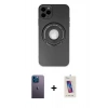 MARSİLYAN™- iPhone 12 Pro Max Kılıf Eksen Klasik Prime - Siyah Joko 5D Cam + Neon Fosforlu Kamera Lens - MI