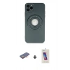 MARSİLYAN™- iPhone 12 Pro Max Kılıf Eksen Klasik Prime - Siyah Joko 5D Cam + Renkli Kamera Lens Koruma Cam - TU