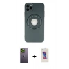 MARSİLYAN™- iPhone 12 Pro Max Kılıf Eksen Klasik Prime - Siyah Joko 5D Cam + Yeşil Neon Fosforlu Kamera Lens