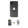 MARSİLYAN™- iPhone 12 Pro Max Kılıf Eksen Klasik Prime - Siyah Joko 5D Cam + Yeşil Neon Fosforlu Kamera Lens