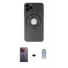 MARSİLYAN™- iPhone 12 Pro Max Kılıf Eksen Klasik Prime - Siyah Joko Magic 5D Cam + Neon Fosforlu Kamera Lens - TU