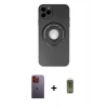 MARSİLYAN™- iPhone 12 Pro Max Kılıf Eksen Klasik Prime - Siyah Joko Magic 5D Hayalet Cam + Neon Fosforlu Kamera Lens - TU